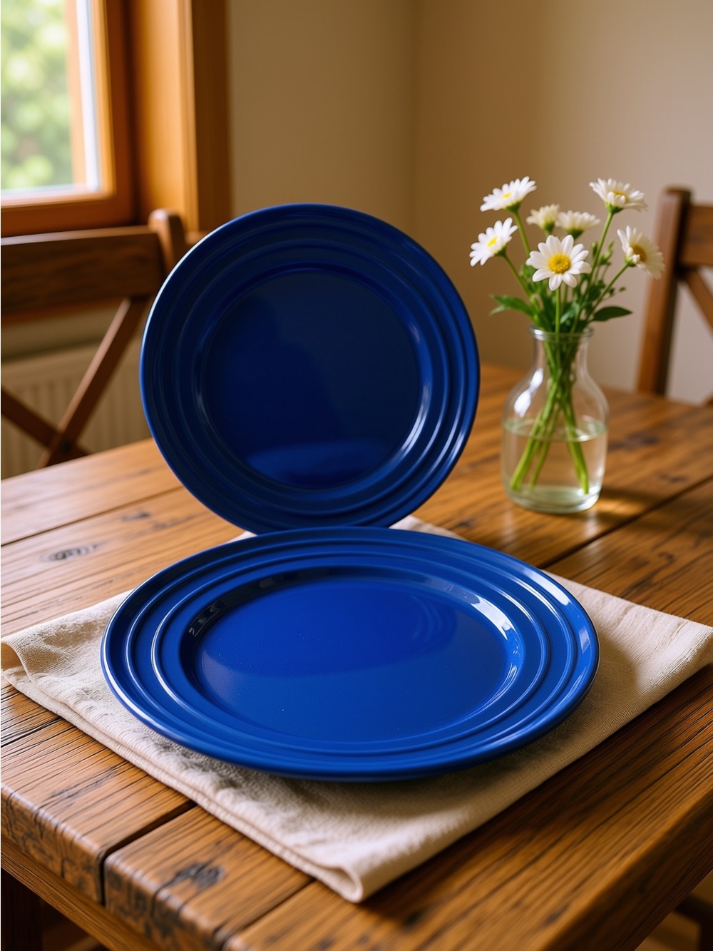 Rachel Ray Dark Blue Ceramic Dinner Plates- Set of 2 11”